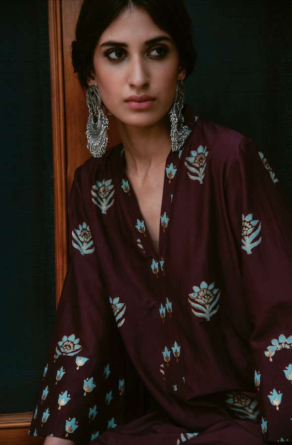 Ridhi Suri AAFREEN WINE SUIT SET