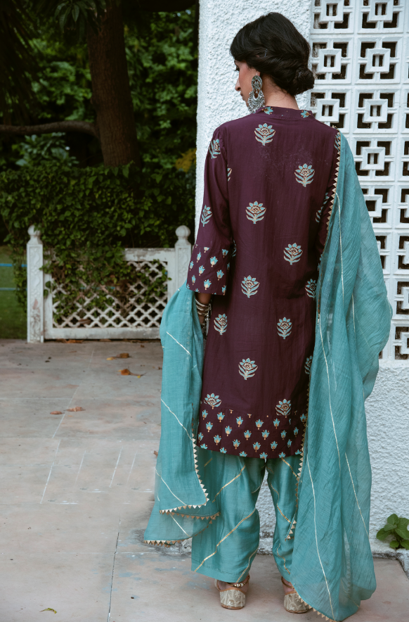 Ridhi Suri AAFREEN WINE SUIT SET
